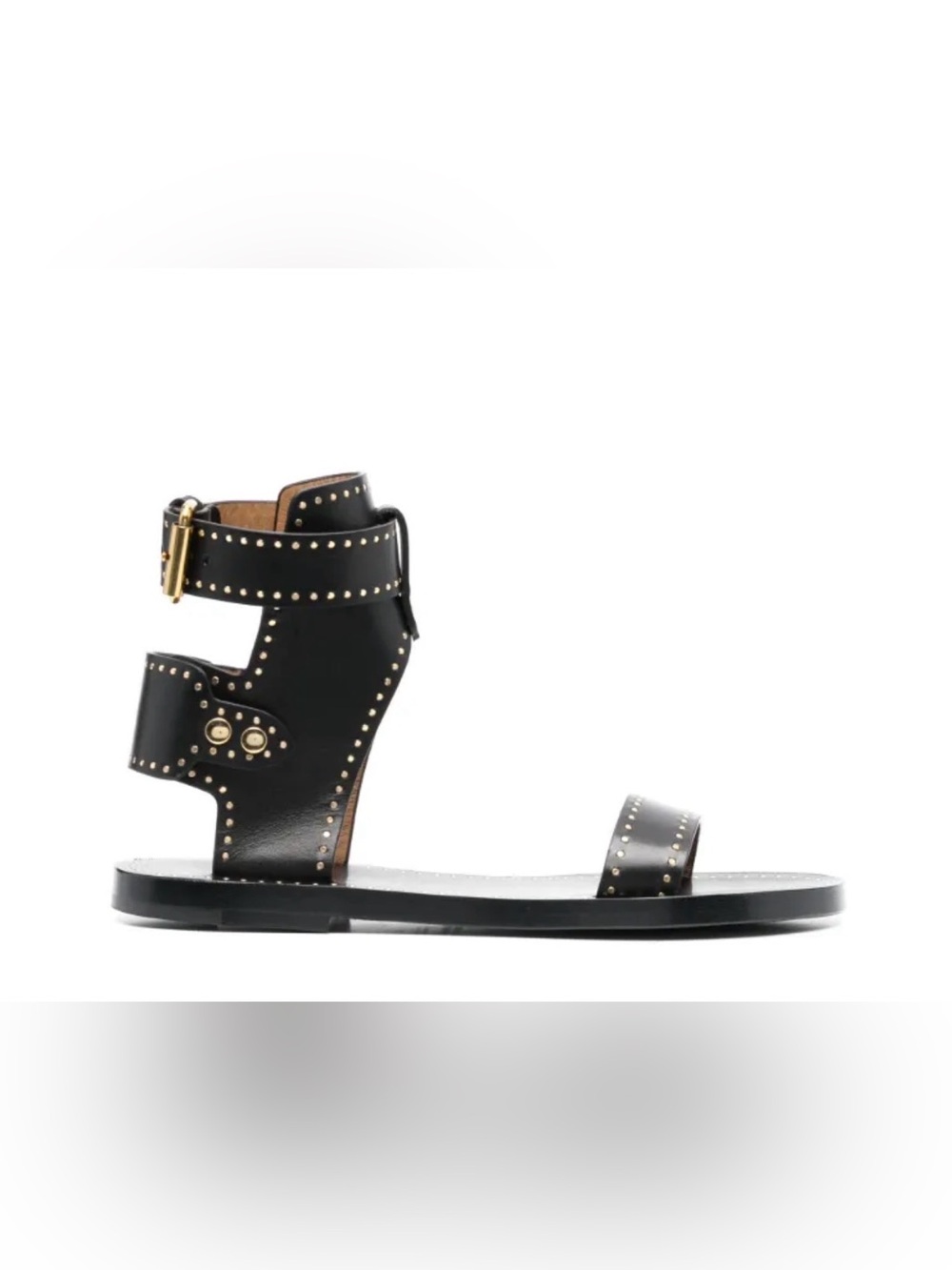 Isabel Marant Black Studded Ankle-Strap Flat Sandals